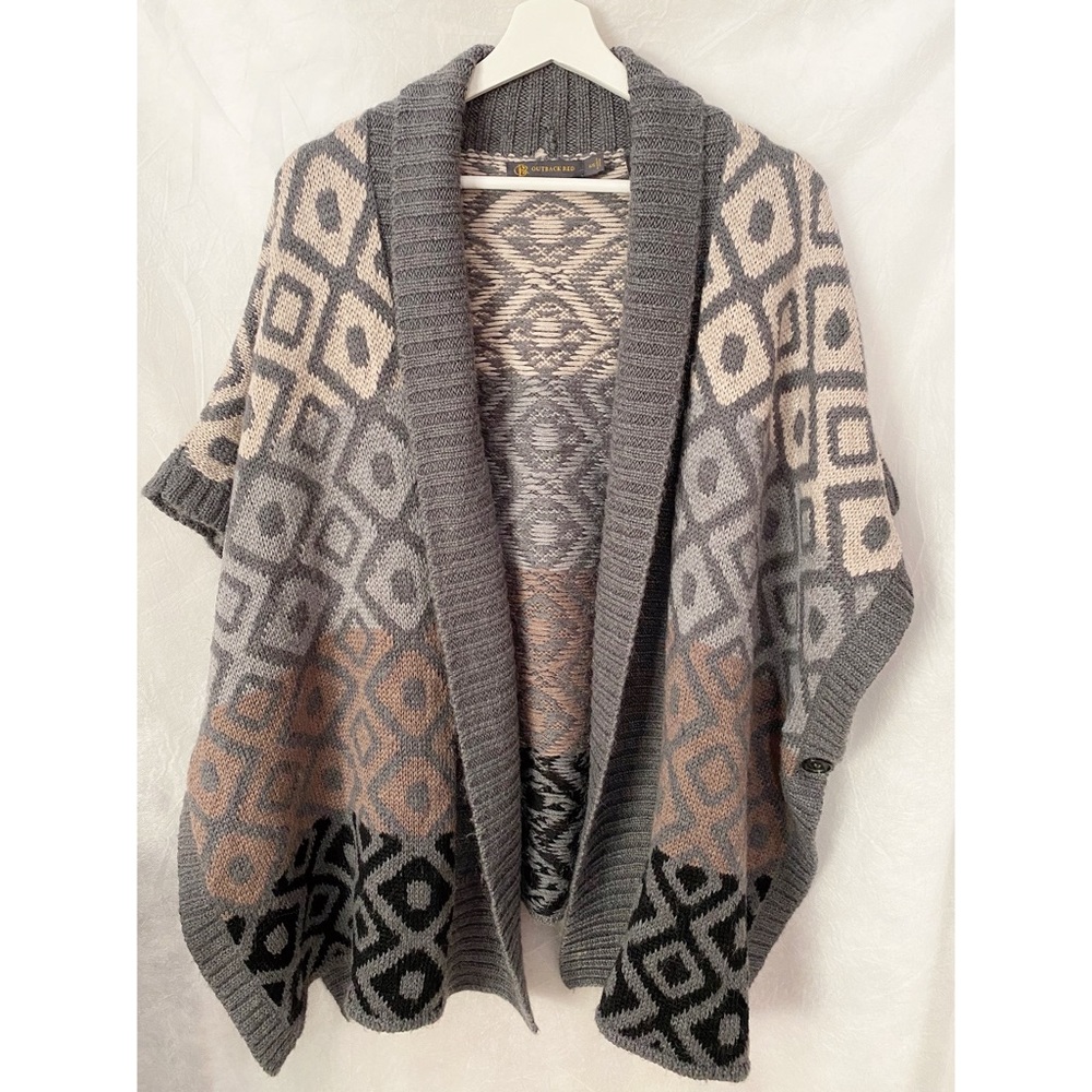 Outback Red Printed Wool Blend Cape Sweater Sz: S